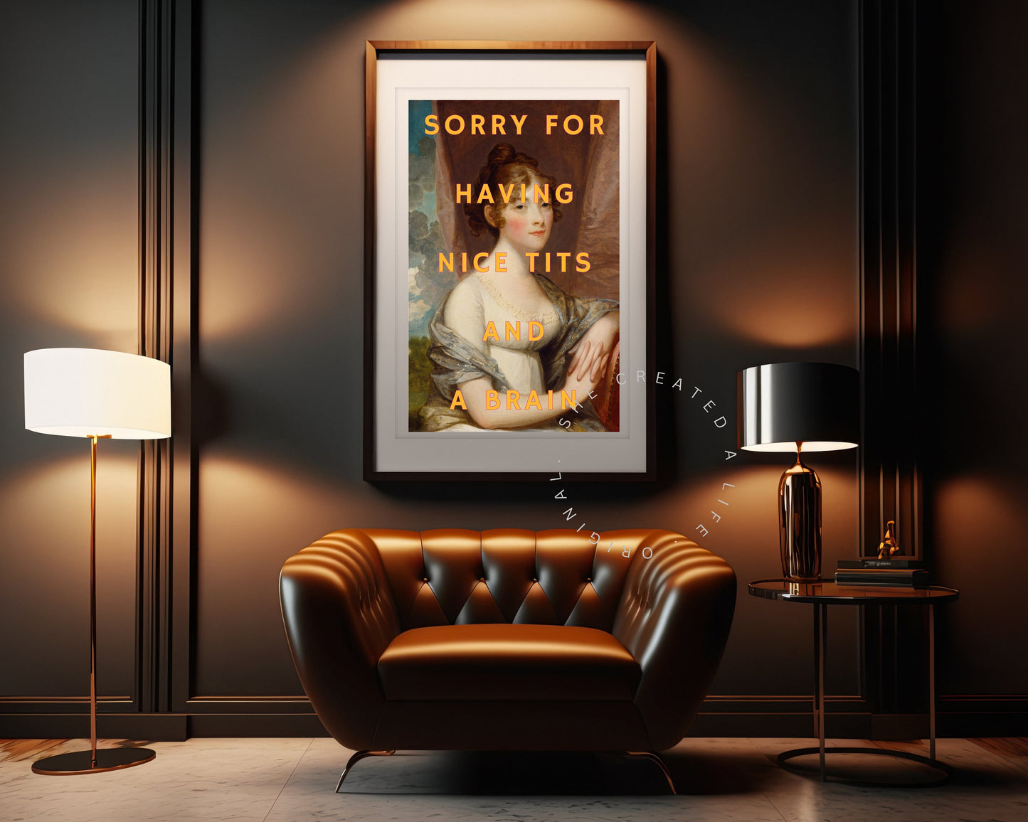 Sorry For Having Nice Tits and Brain, Altered Art Portrait, Sassy Print, Girl Power Poster, Feminist Art, Funky Wall Art, Quirky Home Decor