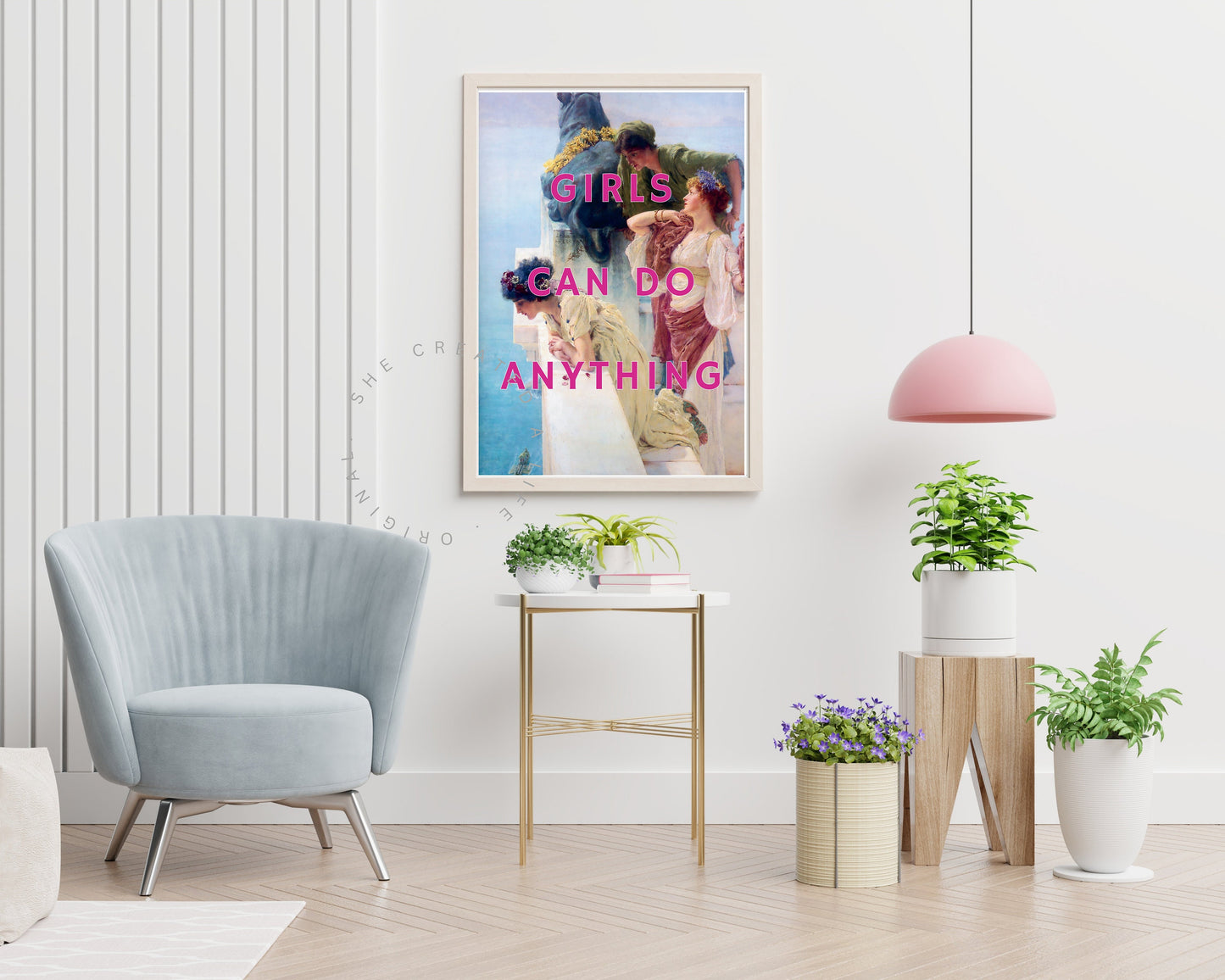 Girls Can Do Anything, Art Print Poster, Feminist, Feminism, Altered Portrait, Female Empowered Women Wall Art, Girl Power, Friends Gift