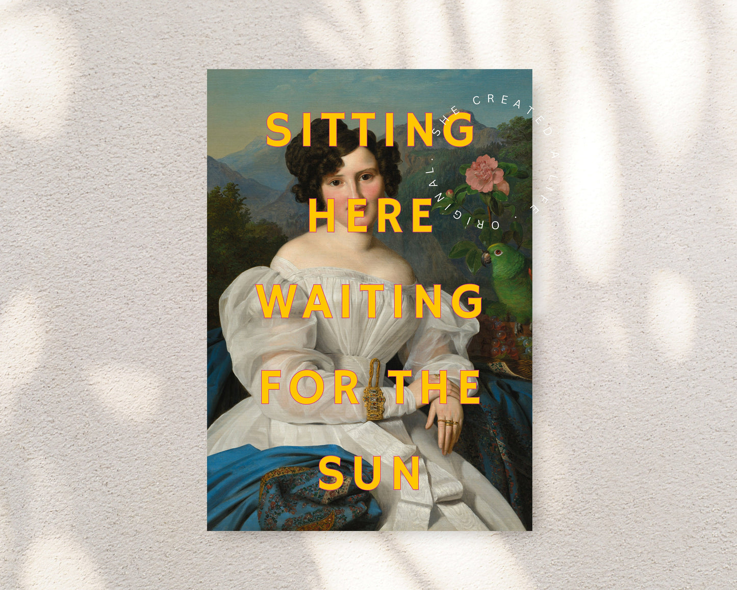 Sitting Here Waiting For The Sun, Altered Art Portrait, Sassy Wall Art, Eclectic Poster, Funky, Funny Phrase, Quirky Home, Dopamine Decor