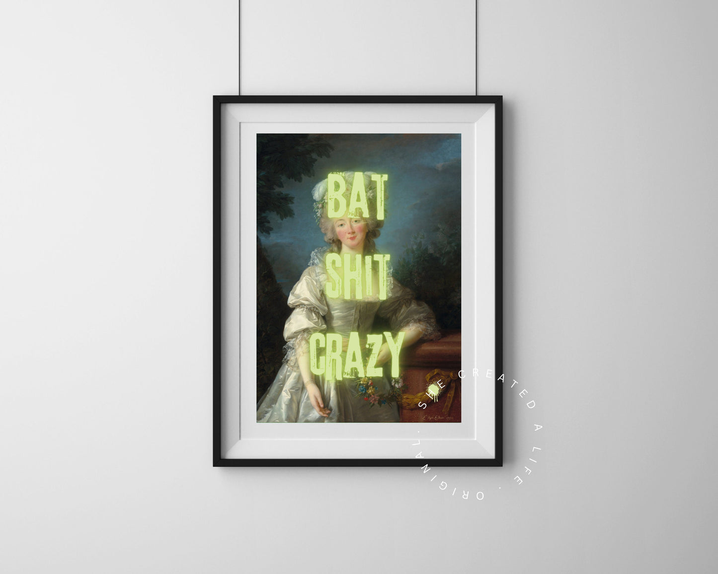 Bat Shit Crazy, Humorous Print, Swear Word Poster, Altered Art, Funny Portrait, Print, Eclectic Gift Idea, Funky Wall Art, Quirky Home Decor
