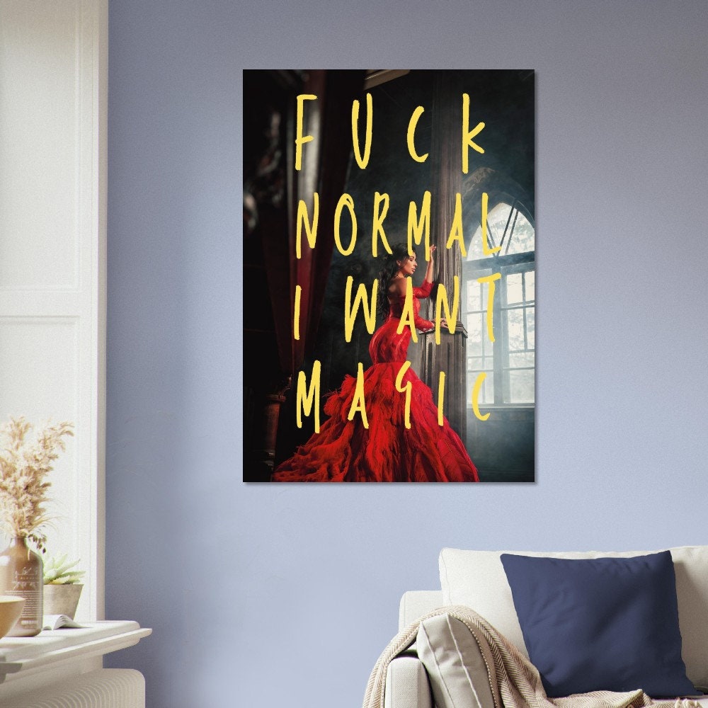 Fuck Normal, Fiery Feminist Wall Art, Female Portrait Poster, Swear Curse Word, Feminine Print, Gift Idea, Funky Wall, Quirky Home Decor