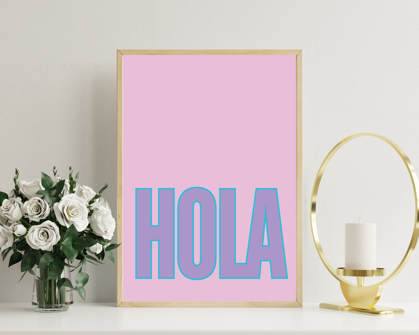 Hola Wall Art Print, Hello Poster, Tropical Colour, Travel Print Poster , New Home Gift, Welcome, Greeting