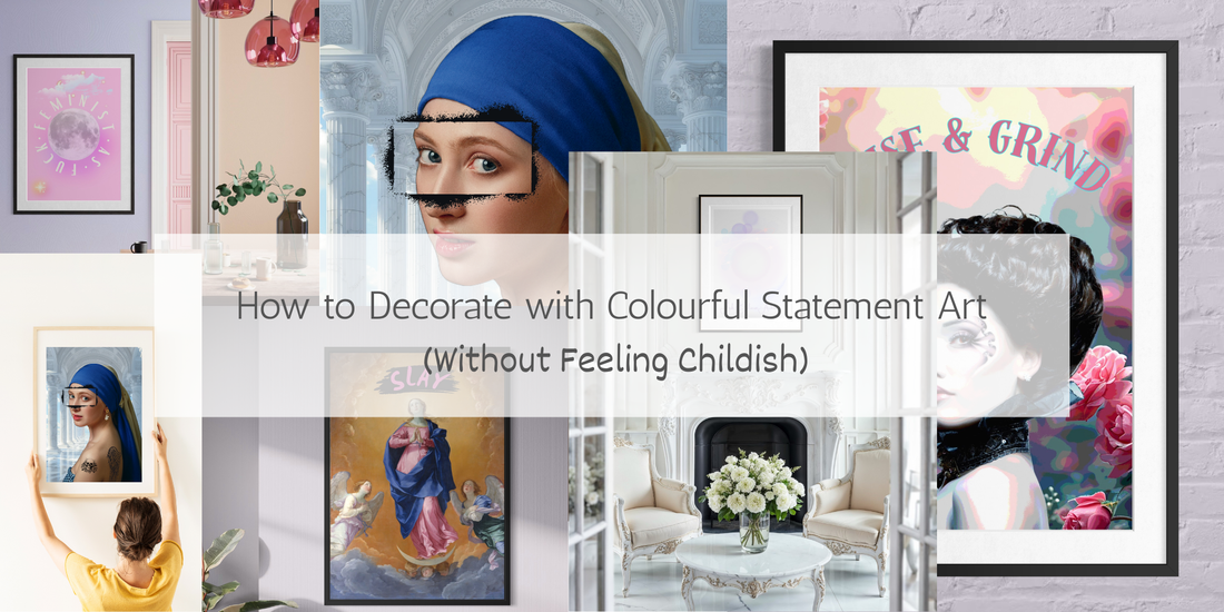 how to decorate with colorful wall art print poster