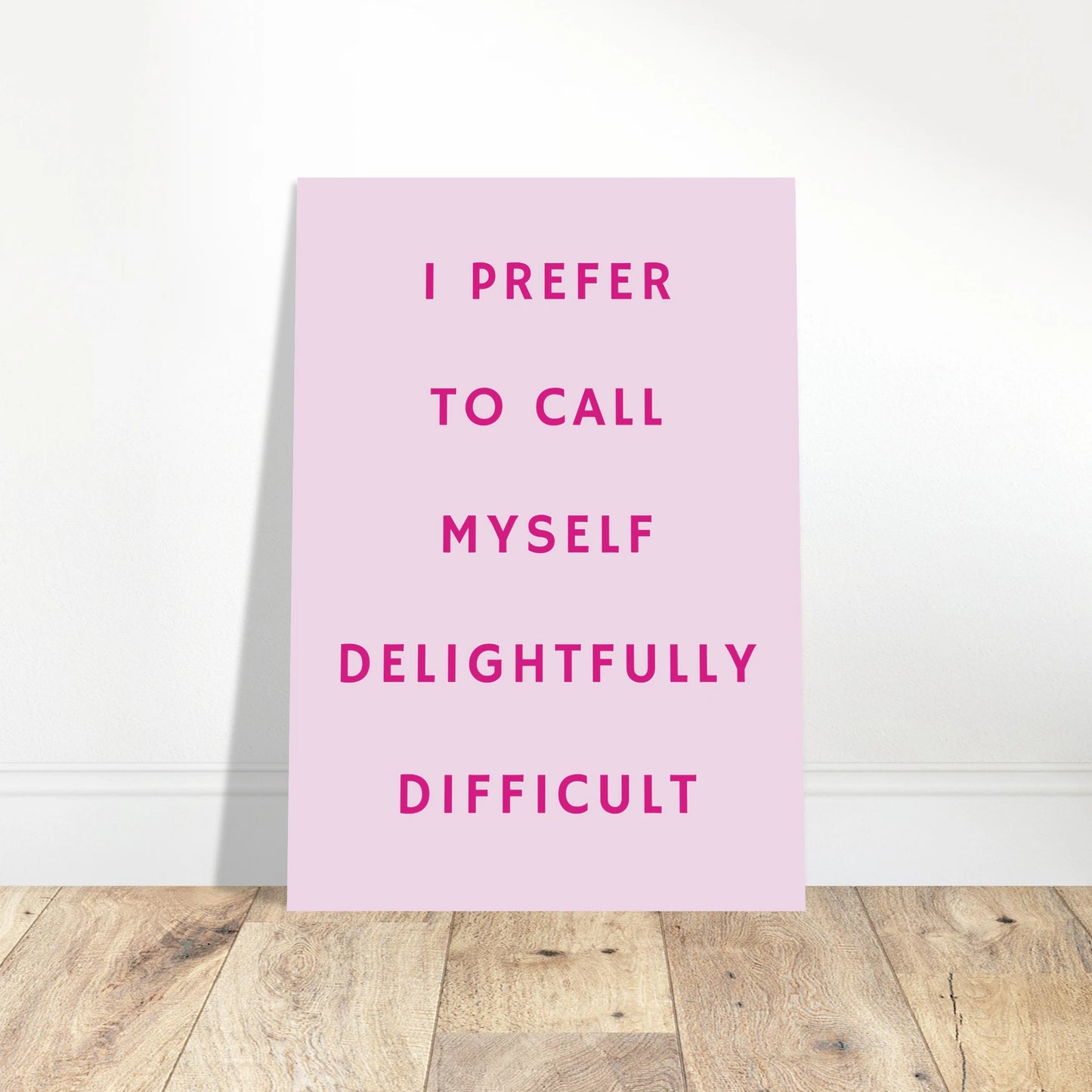 Feminist girl power wall art with bold pink lettering and a clean, modern aesthetic