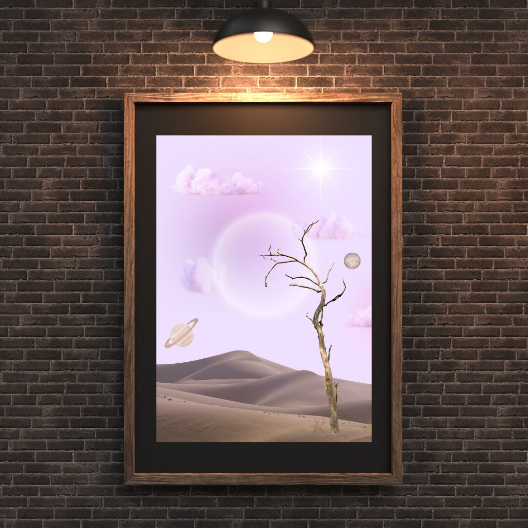 Moon Scape | Spiritual Art | Desert Art Print | Peaceful Art | Downloadable Art | Desert Poster | Moon Poster | Spiritual Poster | Peaceful