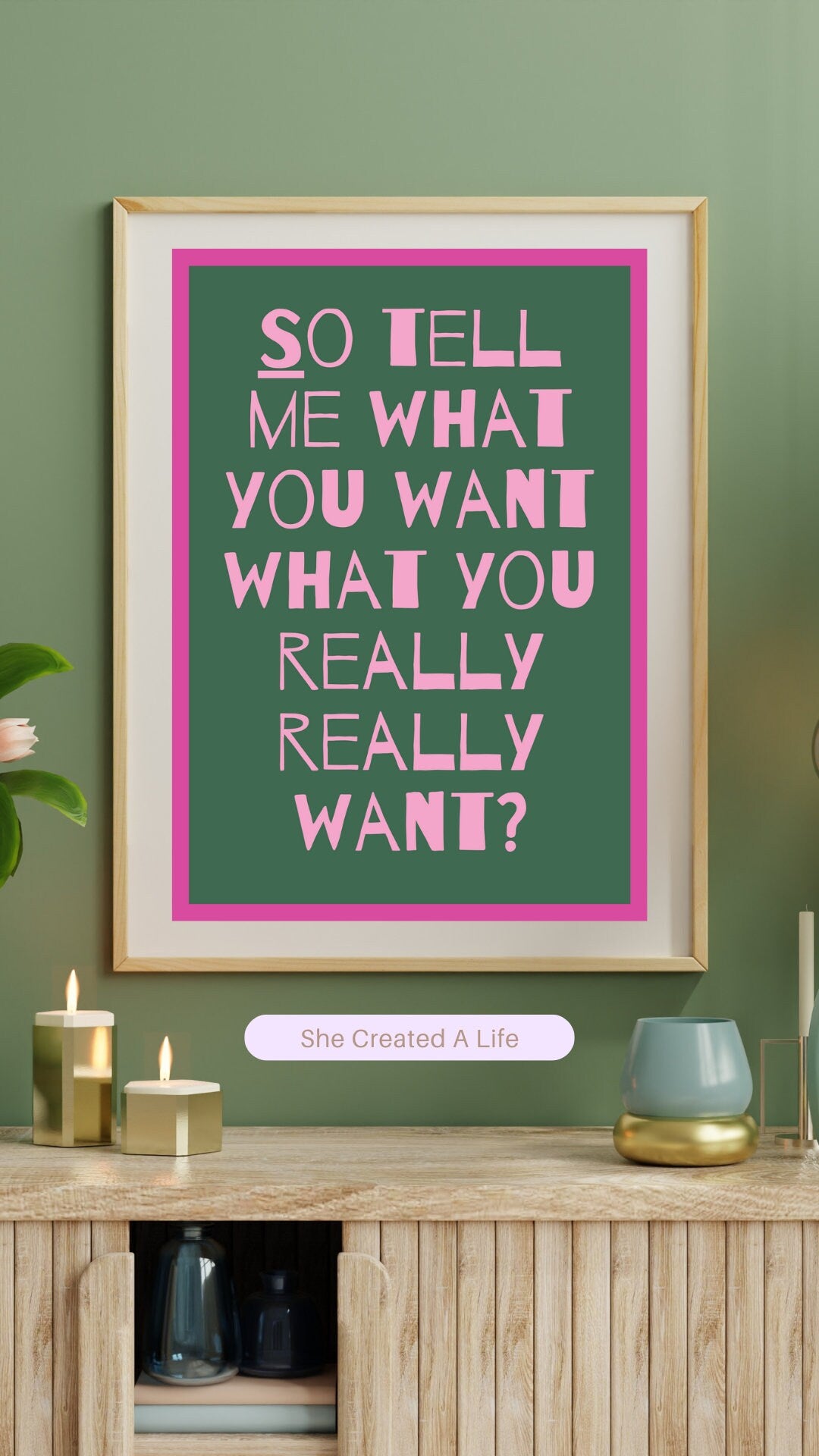 So Tell Me What You Want | Spice Girls Lyrics | Girl Power | Pink Art Print Poster | Download | Girls Room | Girly Poster | Spice Girl Print