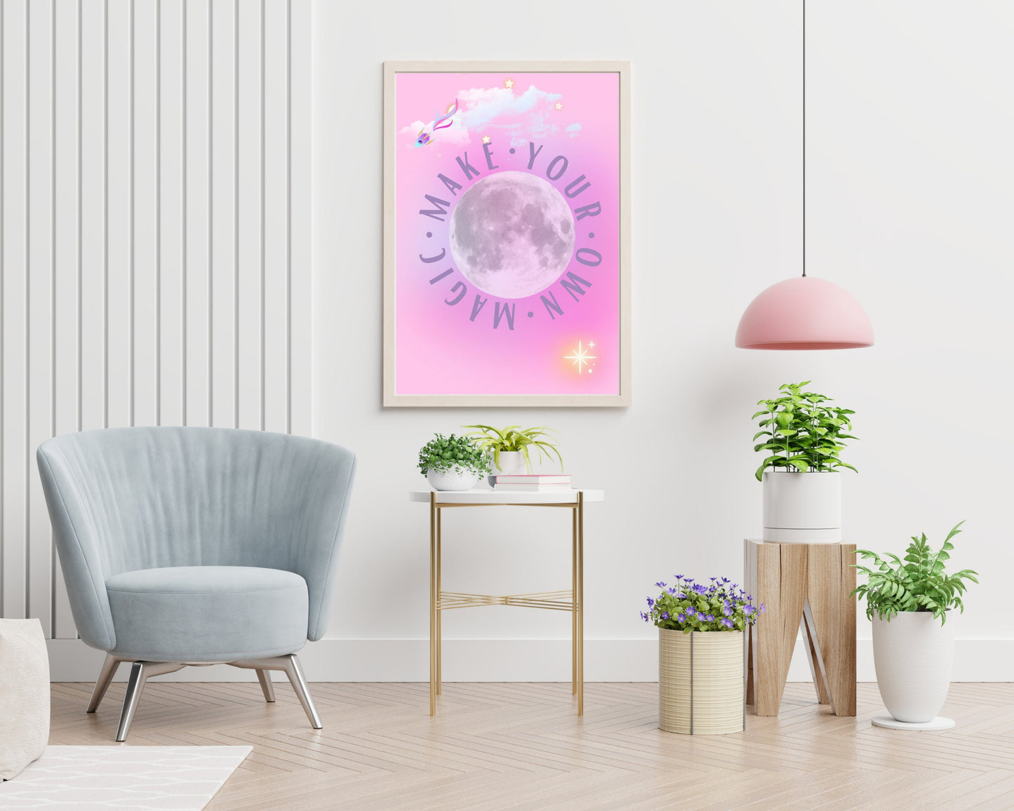 Make Your Own Magic | Motivational Poster | Inspirational Print | Aura Print | Girls Room | Pink Poster | Girly Print | Manifestation