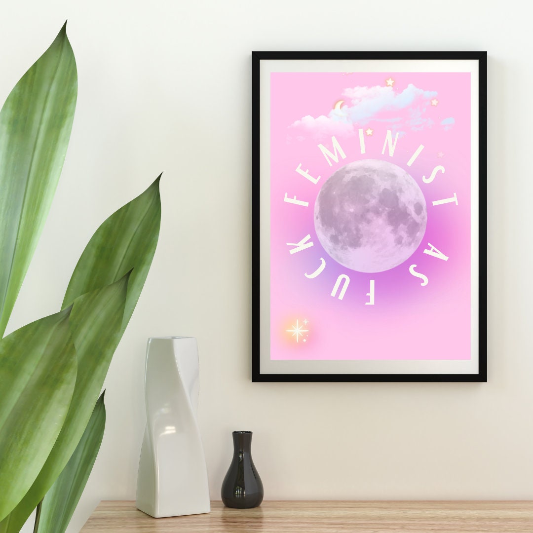 Feminist As F | Motivation Poster | Inspirational Print | Feminism Print | Girls Room | Pink Print | Girly Print | Feminist Art | Girl Power