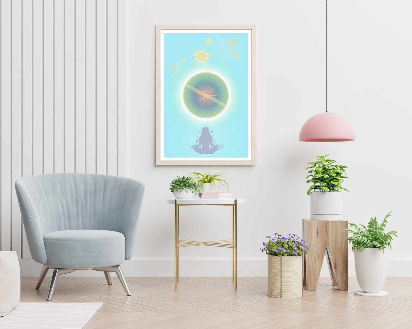 mindful woman moon art print
