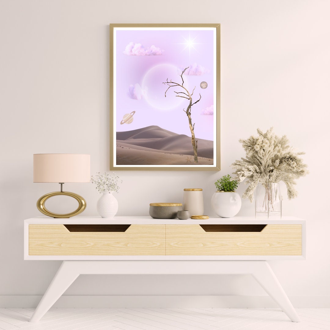 Moon Scape | Unframed Print | Spiritual Art | Desert | Peaceful Art | Desert Poster | Moon Poster | Spiritual Poster | Peaceful | Fantasy