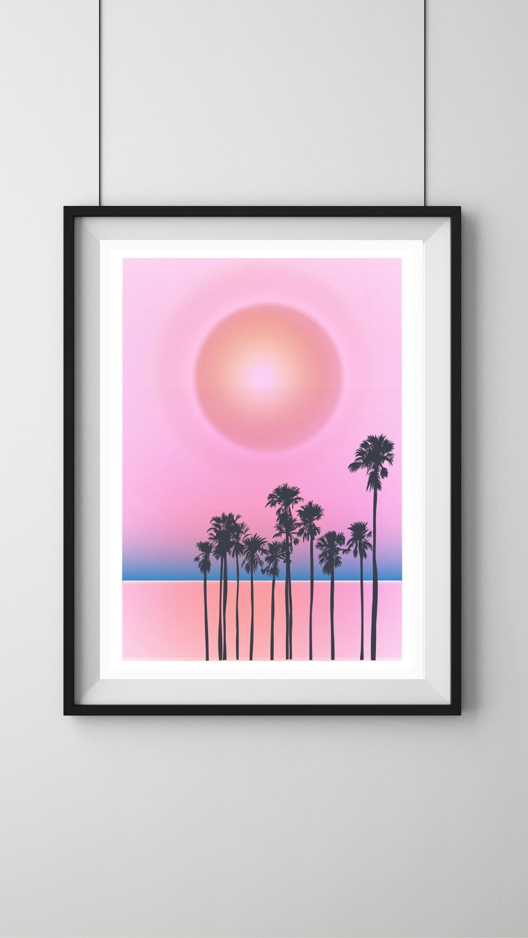 Sundown | Unframed Print | Sunset Art l Sunset Print | Sundown Print | Girls Room | Beach Sunset | Palm Tree Print | Ocean Art | Sunset