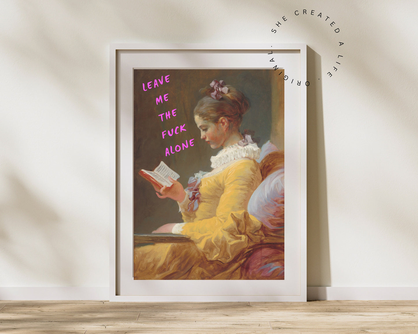 Leave Me Alone | Unframed Print | Quirky Art | Altered Portrait | Quirky Decor | Baroque Art Print | Female Portrait | Maximalist Art