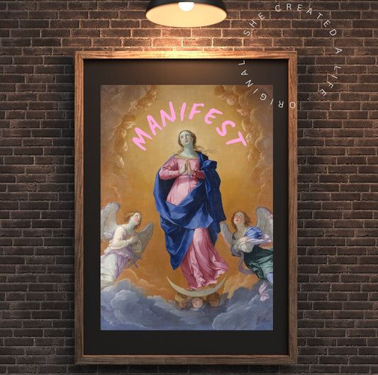 Manifest | Download | Quirky Art | Altered Art Print | Maximalist Art | Baroque | Altered Portrait | Graffiti Art Print | Humorous Print