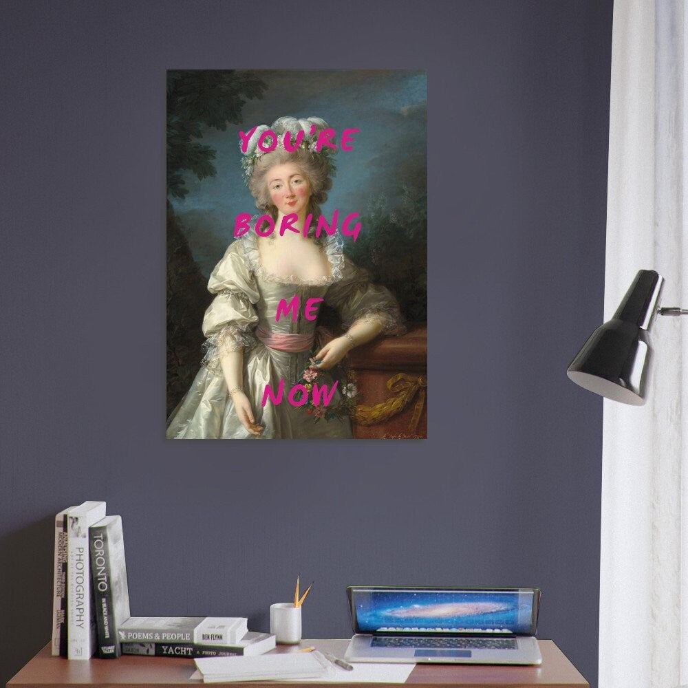 You're Boring Me Now, Altered Art Print, Altered Wall Art, Feminist Wall Art, Graffiti Prints, Altered Portrait, Pink Art, Weird Art