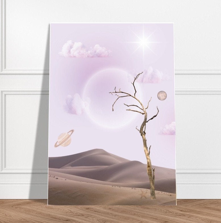 Moon Scape | Unframed Print | Spiritual Art | Desert | Peaceful Art | Desert Poster | Moon Poster | Spiritual Poster | Peaceful | Fantasy