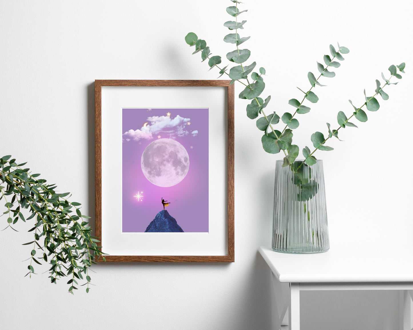 Ballerina | Girly Art | Female Art Print | Mindful Woman Art | Downloadable Art | Divine Feminine Poster | Moon Poster | Spiritual Poster