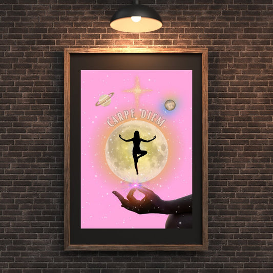 Carpe Diem | Seize The Day | Latin | Yoga Poster |  Ethereal | Pastel |  Aura Print | Girls Room | Pink Poster | Yoga Print | Yoga Poster