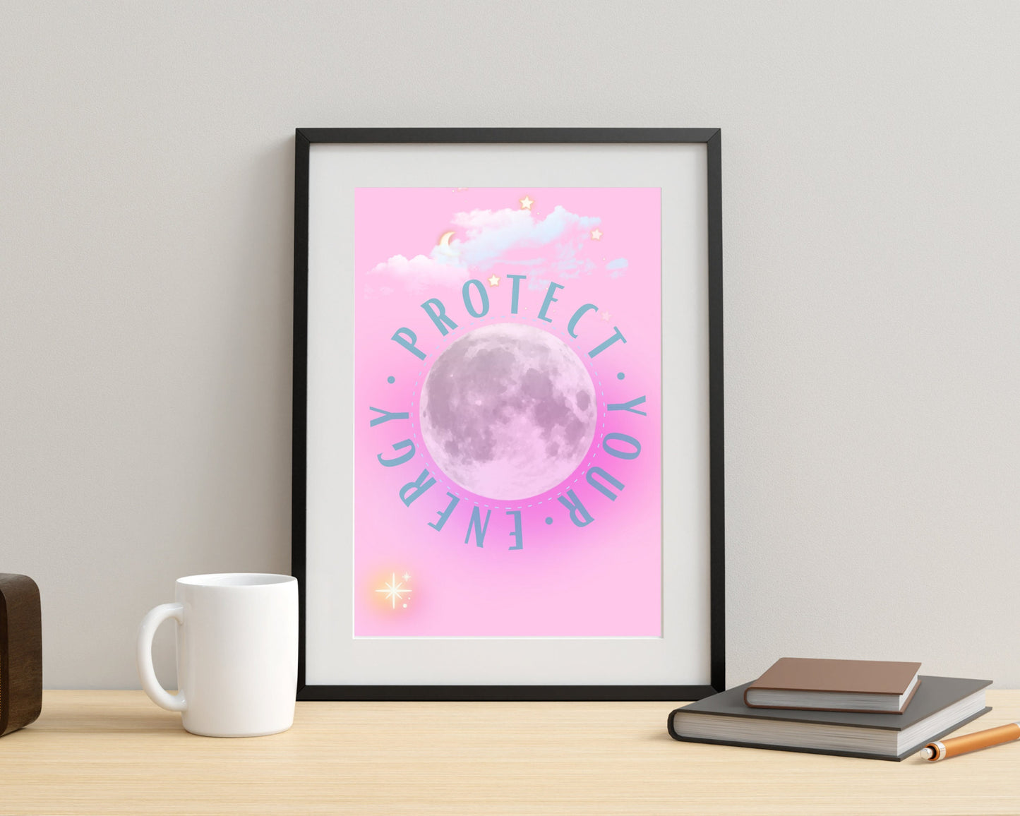 Protect Your Energy | Motivational Poster | Inspirational Print | Aura Print | Girls Room | Pink Poster | Girly Print | Protection |