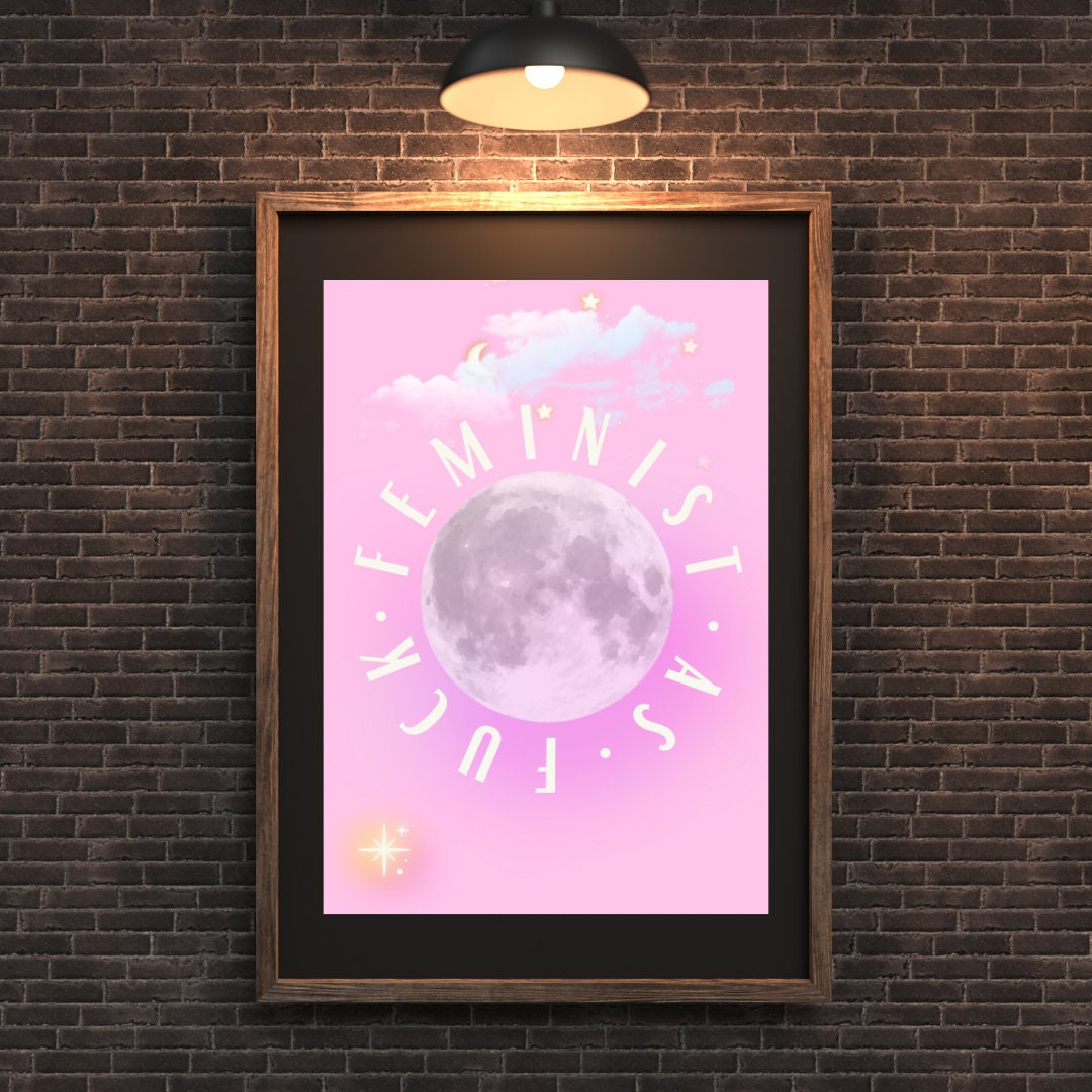 Feminist As F | Motivation Poster | Inspirational Print | Feminism Print | Girls Room | Pink Print | Girly Print | Feminist Art | Girl Power