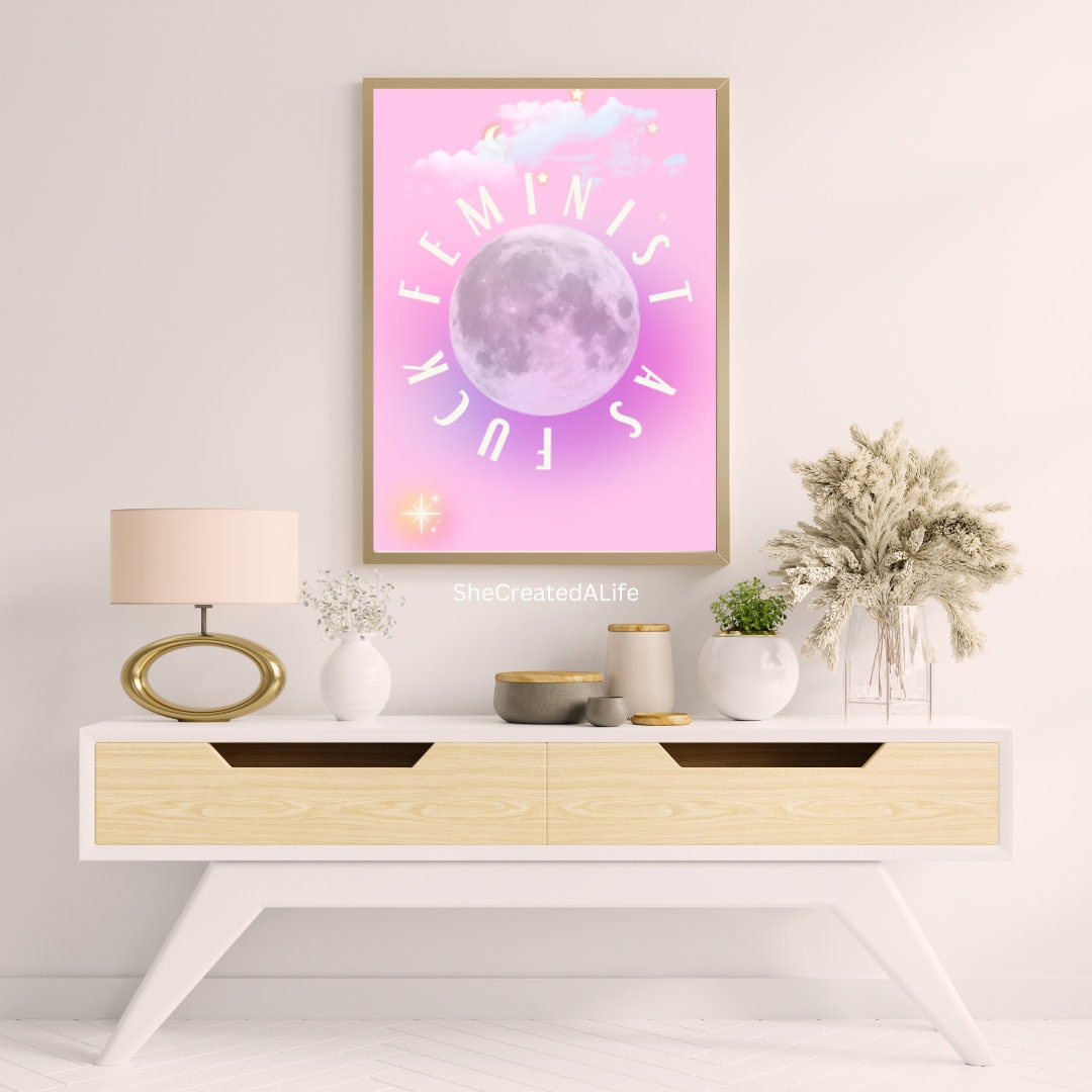 Feminist As F | Motivation Poster | Inspirational Print | Feminism Print | Girls Room | Pink Print | Girly Print | Feminist Art | Girl Power