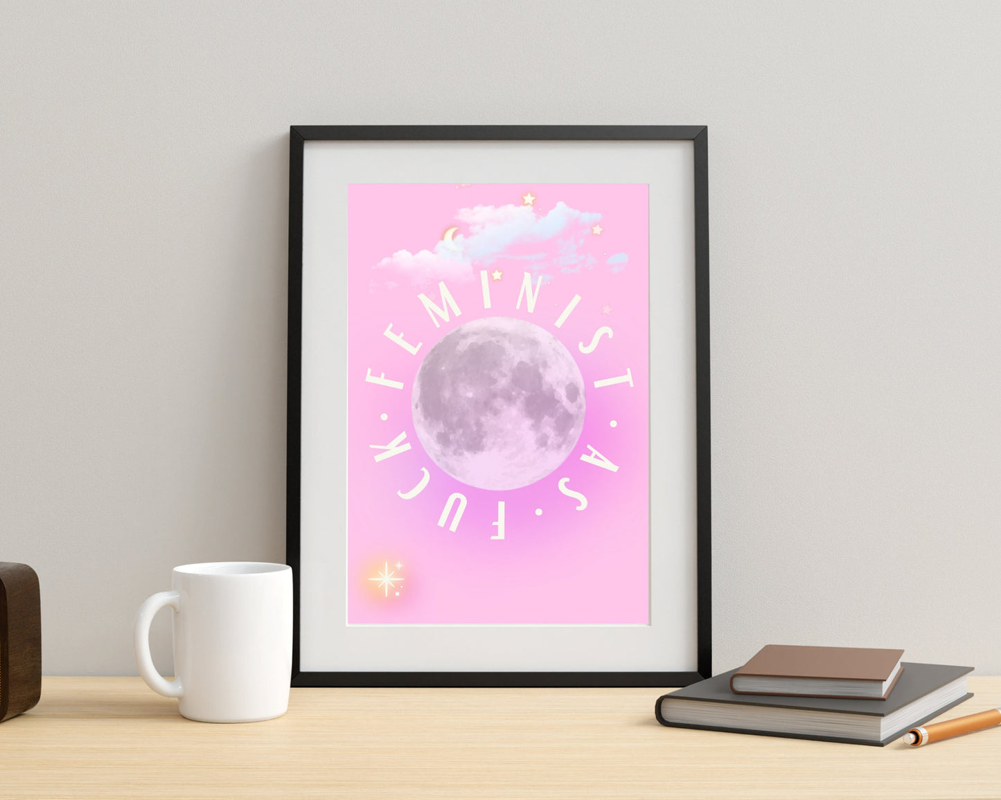 Feminist As F | Motivation Poster | Inspirational Print | Feminism Print | Girls Room | Pink Print | Girly Print | Feminist Art | Girl Power