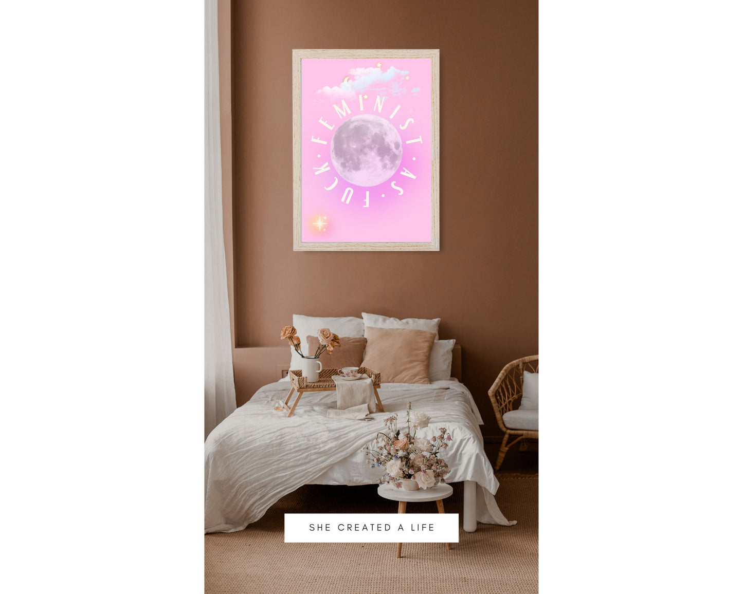 Feminist As F | Motivation Poster | Inspirational Print | Feminism Print | Girls Room | Pink Print | Girly Print | Feminist Art | Girl Power