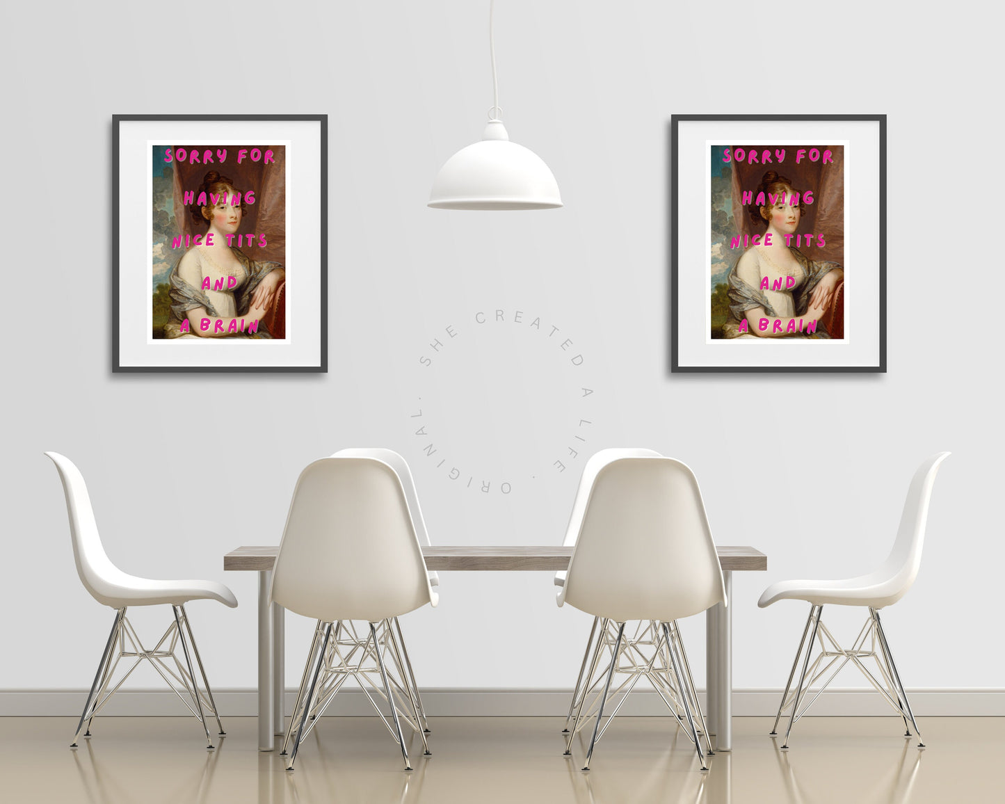 Sorry For having Nice Tits, Feminist Poster, Altered Art Print, Girl Power, Quirky Wall Art, Humorous, Witty, Portrait, Girly Home Decor