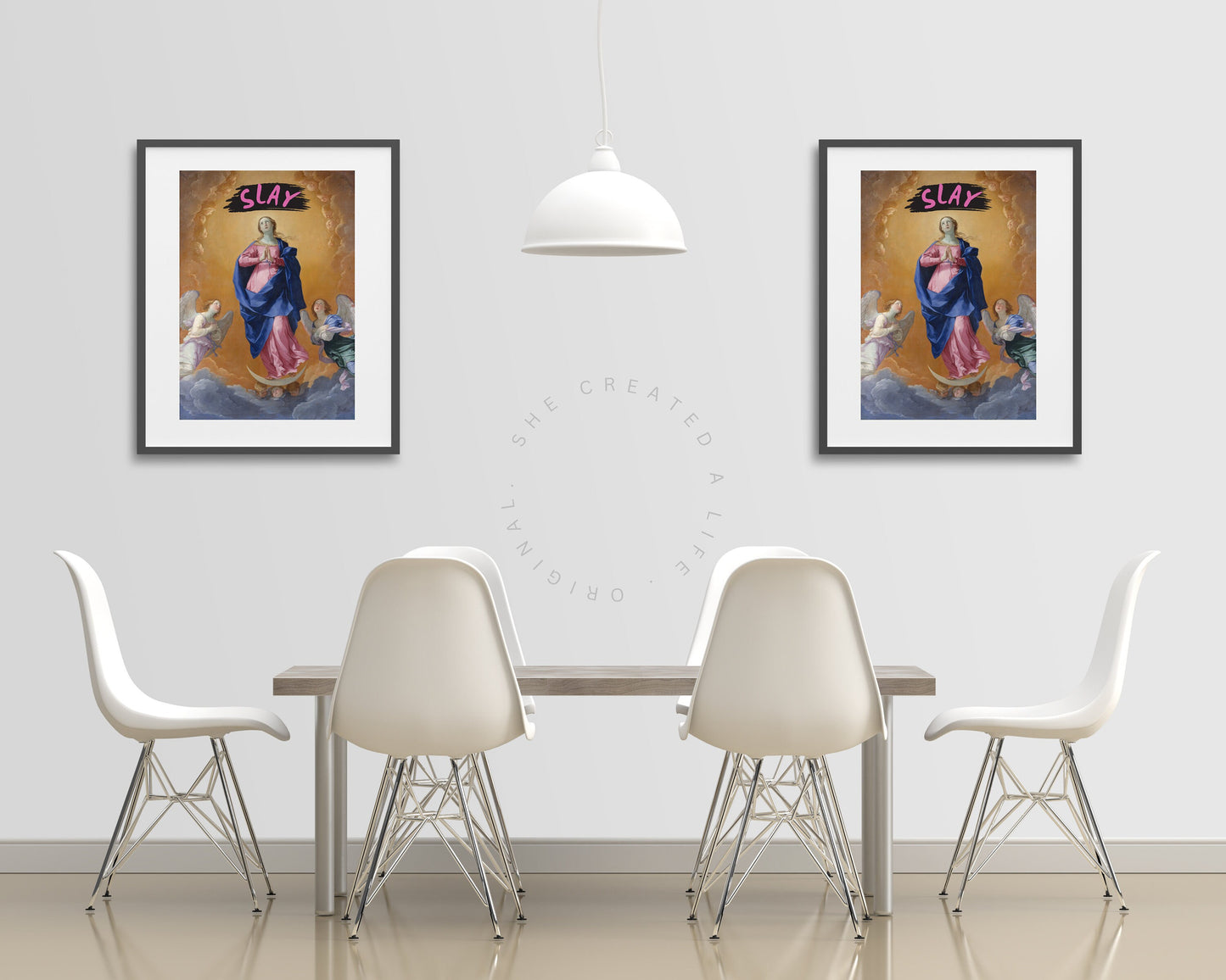 Slay, Download, Female Print,  Angels, Divine Feminine Poster, Altered Art Portrait, Feminist Words, Witty Phrase, Humorous, Eclectic Decor