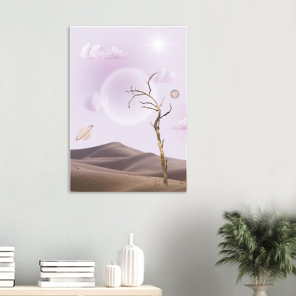 Moon Scape | Unframed Print | Spiritual Art | Desert | Peaceful Art | Desert Poster | Moon Poster | Spiritual Poster | Peaceful | Fantasy