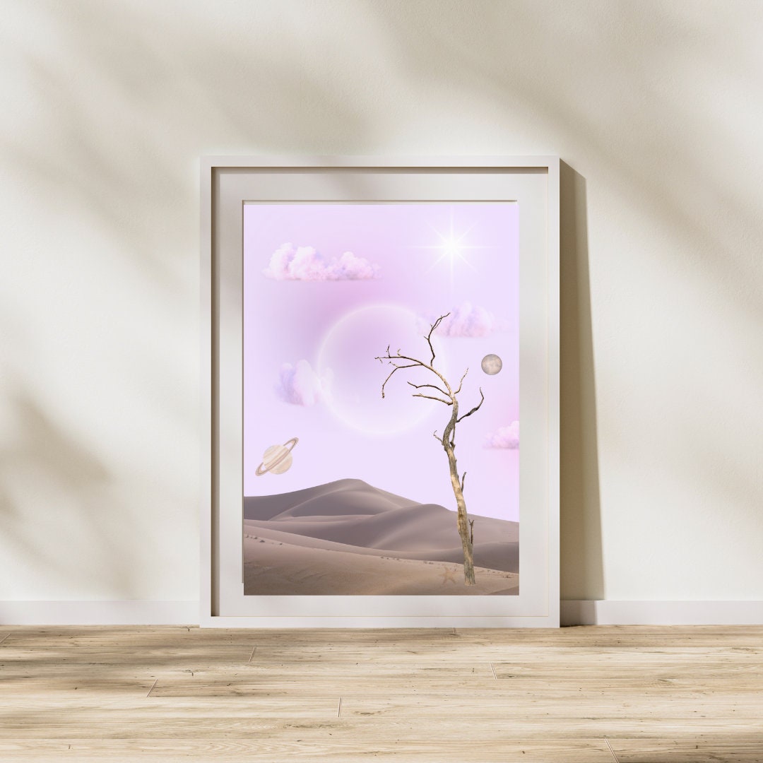 Moon Scape | Unframed Print | Spiritual Art | Desert | Peaceful Art | Desert Poster | Moon Poster | Spiritual Poster | Peaceful | Fantasy
