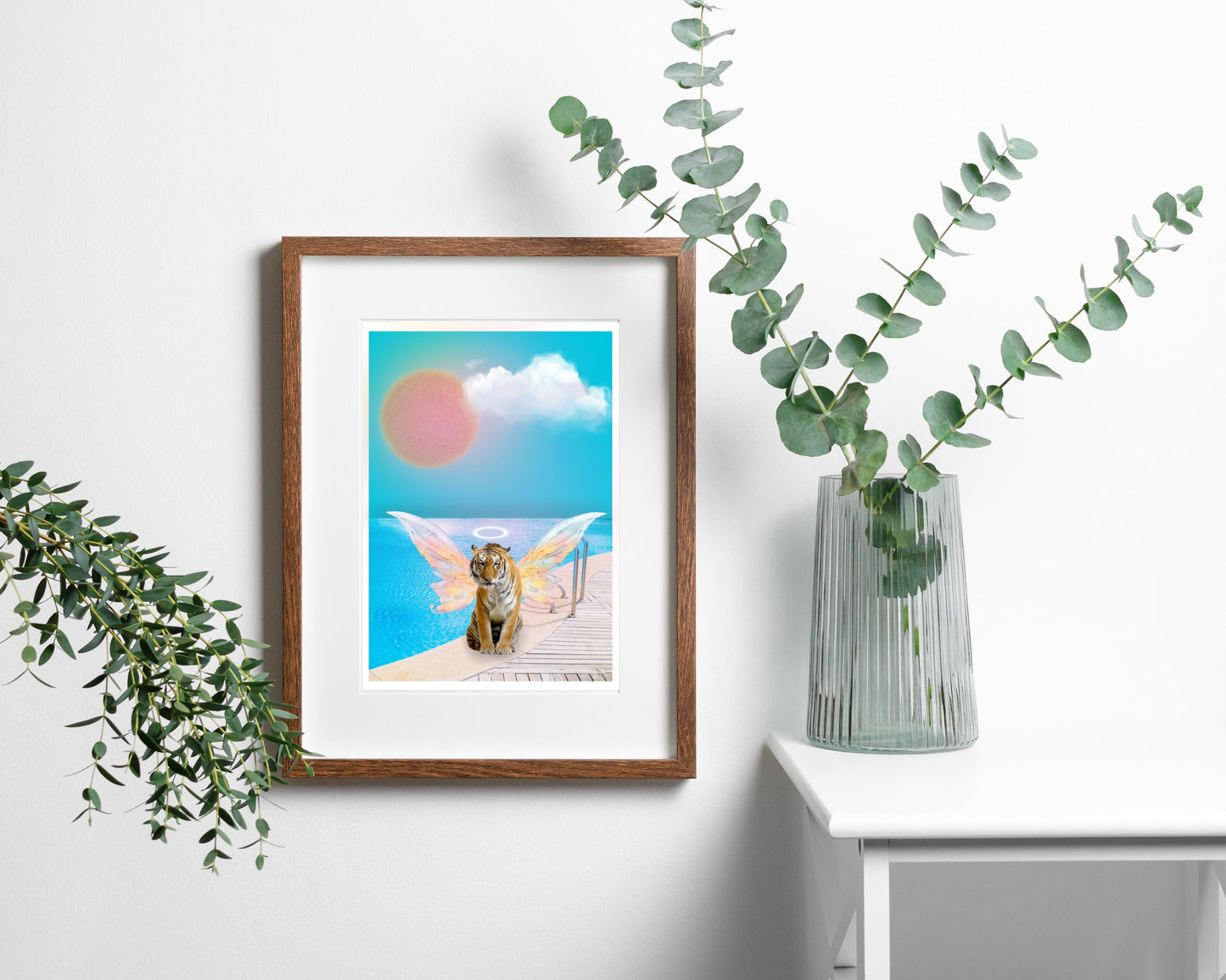 Tiger Lily | Unframed Print | Angel Art | Tiger Art Print | Girly Art | Quirky Poster | Girls Room Poster | Dorm Poster | Peaceful Art | Art