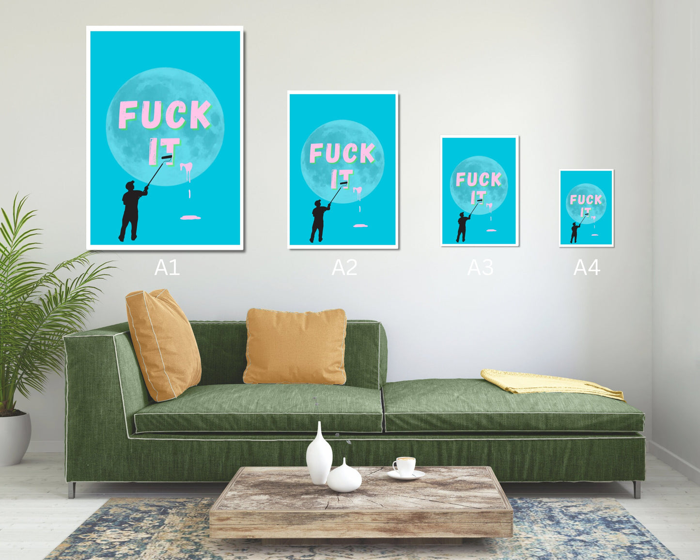 F ck it | Inspirational Print | Funky Wall Art | Dorm Poster | Weird Wall Art | Quirky Home Decor | Funky Wall Art | Maximalist Poster