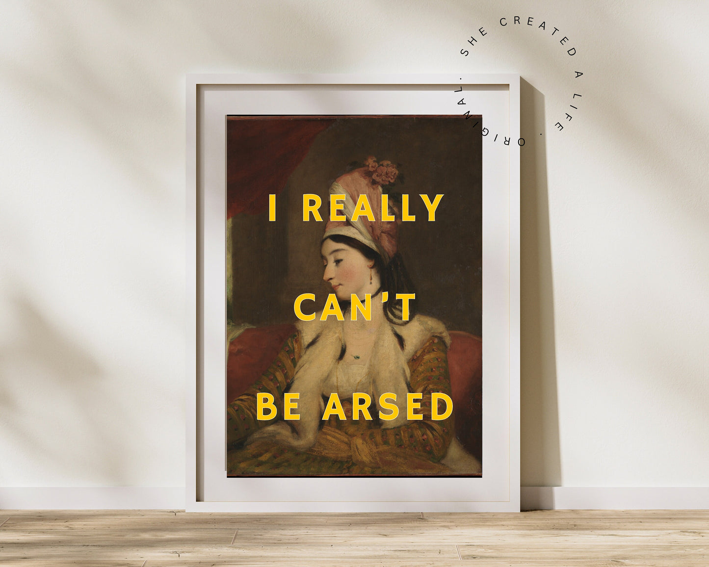 I Really Can't Be Arsed, Altered Art Portrait, Girls Room, Dorm Wall Art, Witty, Maximalist Print, Quirky Home Decor, Funny Quote Poster Art
