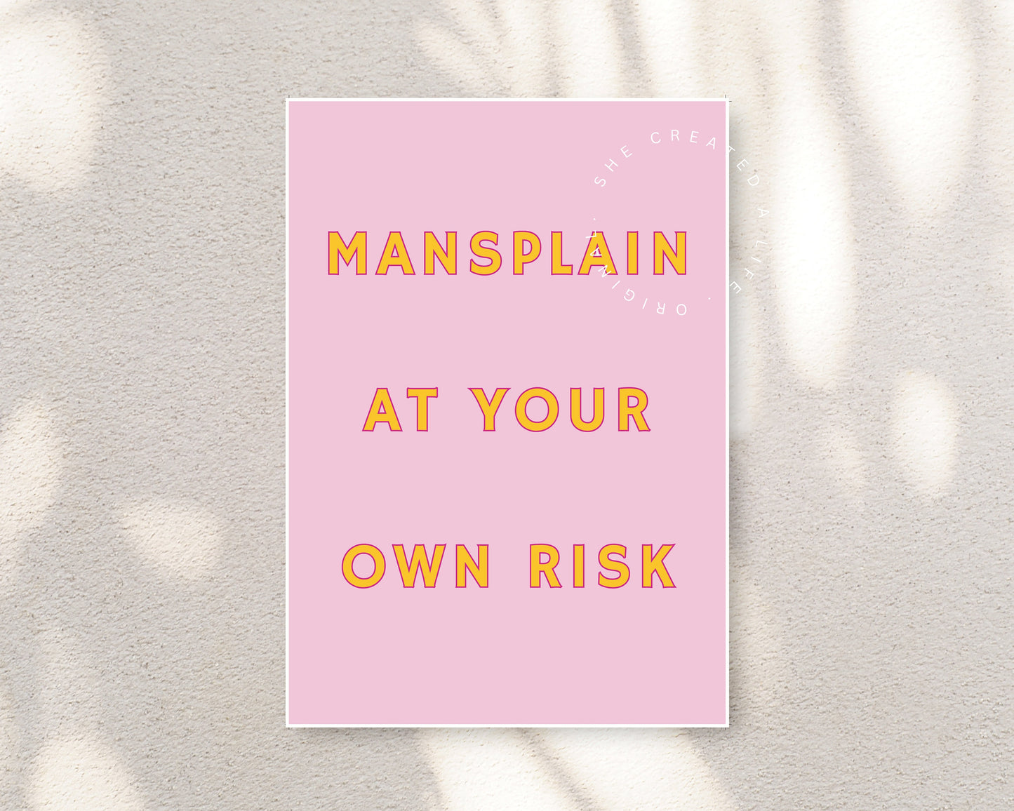 Mansplain At Your Own Risk, Funny Feminist Art Print Poster, Girls Room Wall, Female Empowerment, Womens Rights, Quirky Home Decor, Poster
