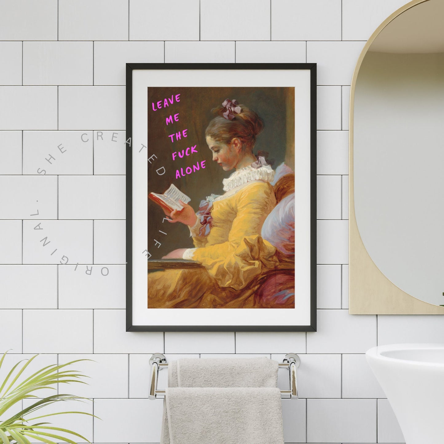 Leave Me Alone | Unframed Print | Quirky Art | Altered Portrait | Quirky Decor | Baroque Art Print | Female Portrait | Maximalist Art