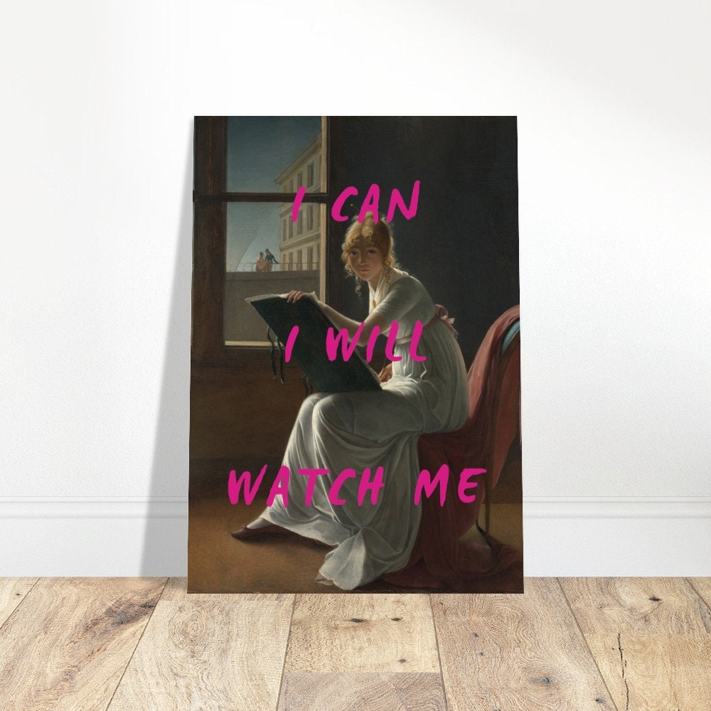 I Can I Will, Altered Art Print, Altered Wall Art, Feminist Wall Art, Graffiti Prints, Altered Portrait, Pink Art, Weird Art, Dorm Art Print