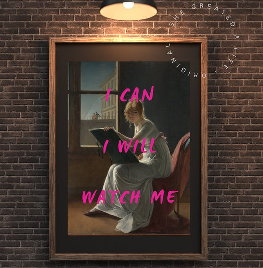 I Can I Will, Download, Altered Art Print, Altered Wall Art, Feminist Wall Art, Graffiti Prints, Altered Portrait, Pink Art, Weird Art,
