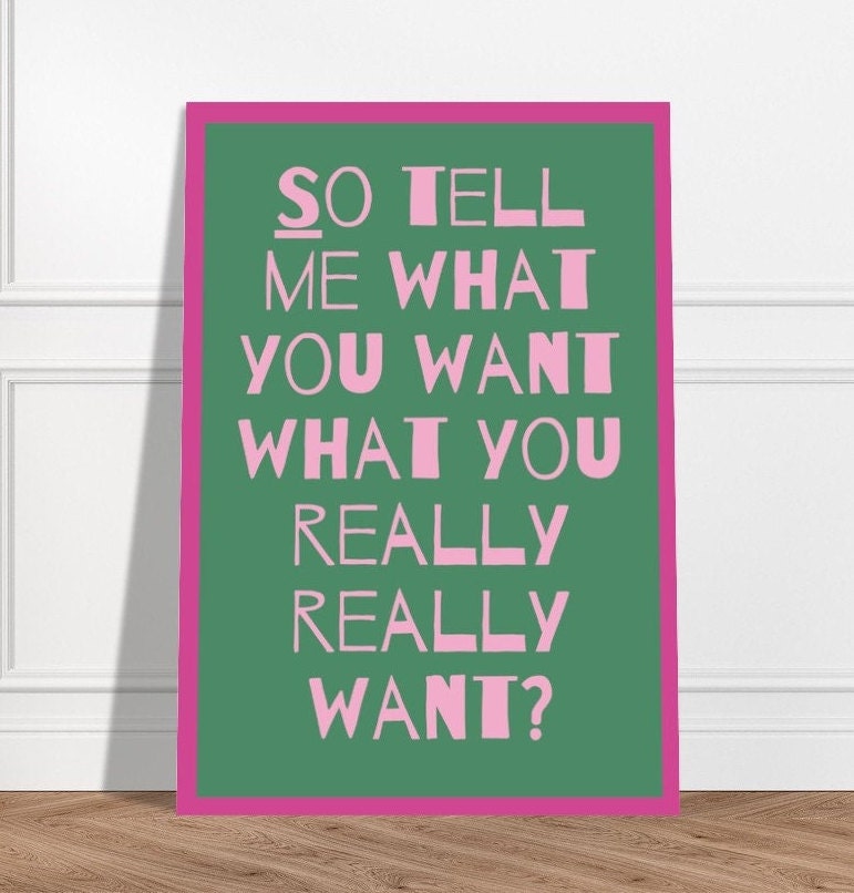 girly pop typography poster for girls room