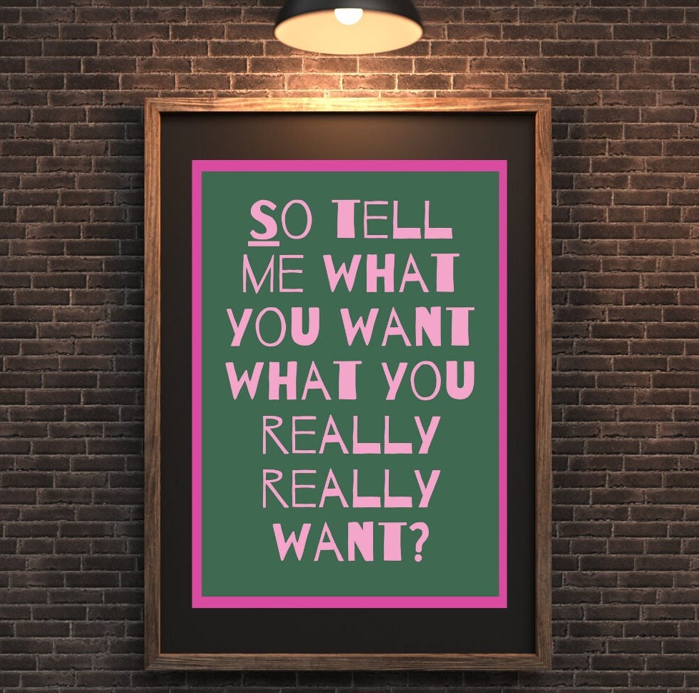 pink and green girl power lyrics wall art print