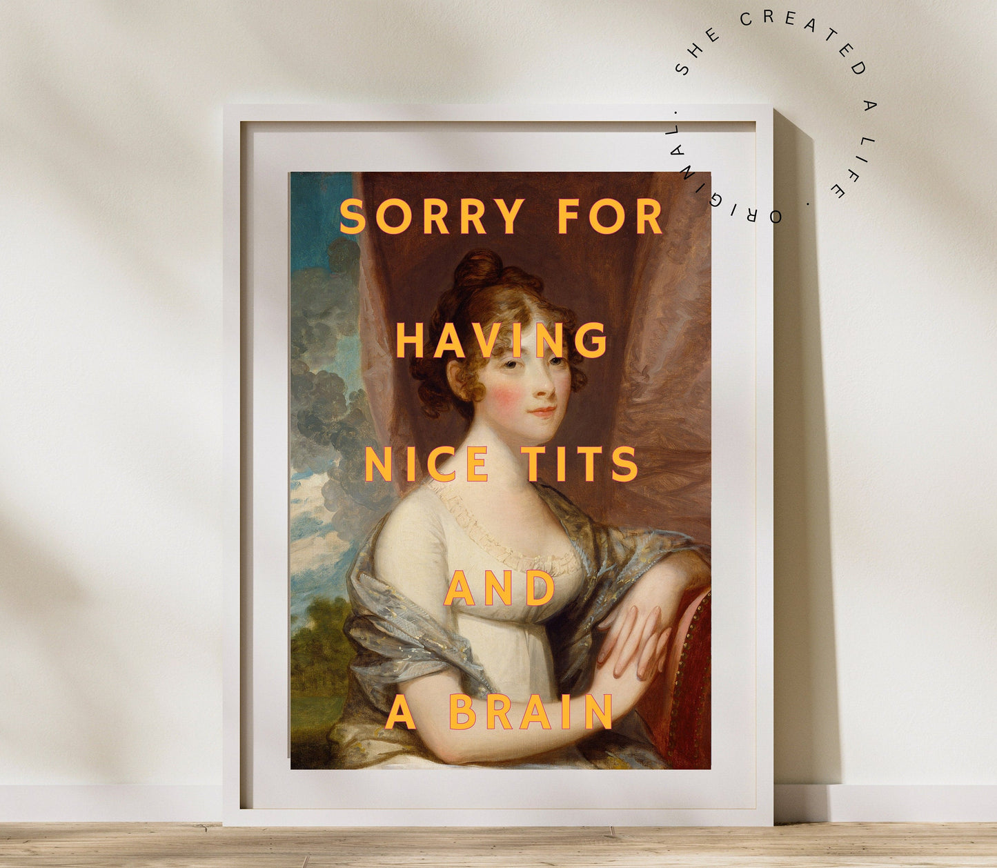 Sorry For Having Nice Tits and Brain, Altered Art Portrait, Sassy Print, Girl Power Poster, Feminist Art, Funky Wall Art, Quirky Home Decor