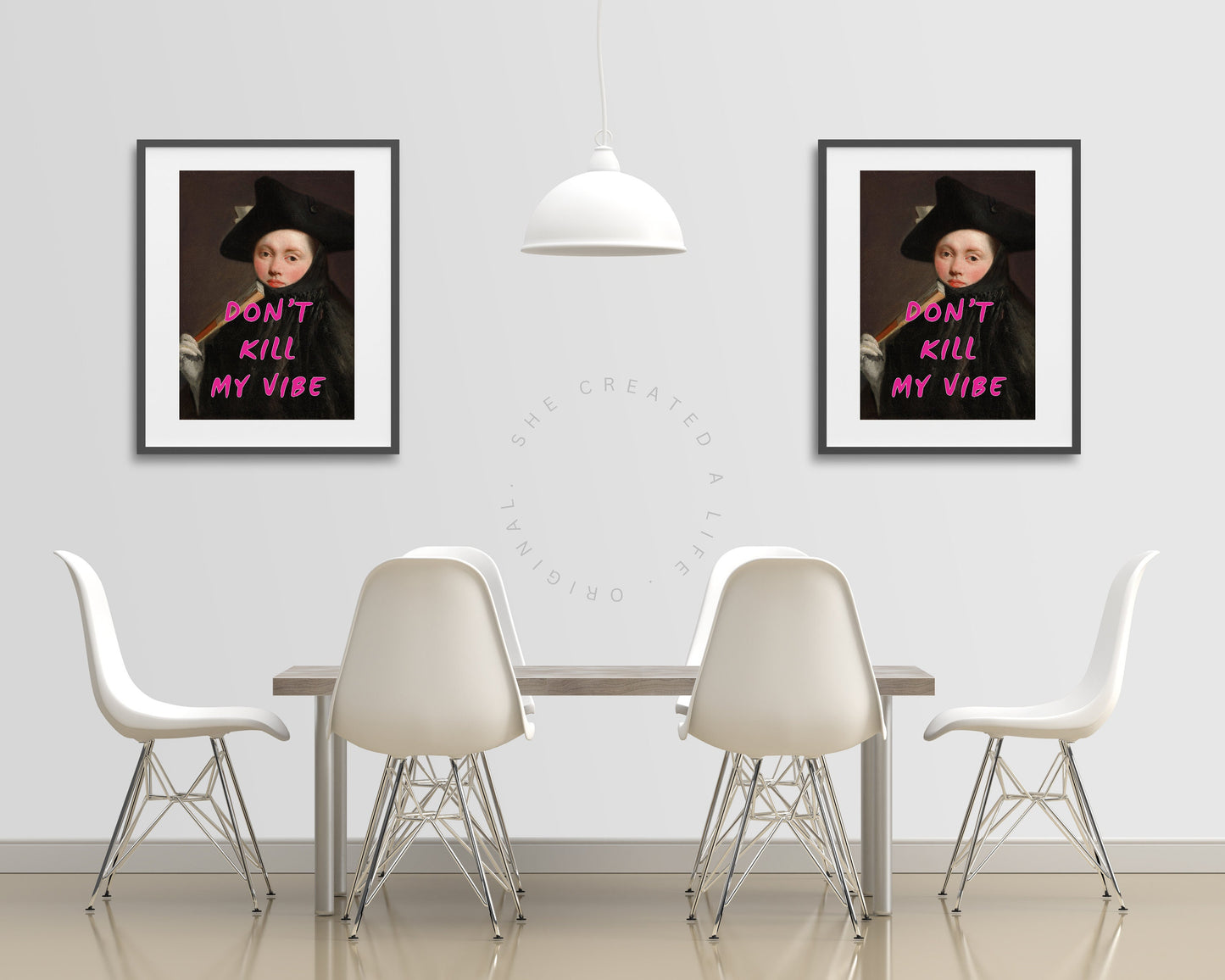 Don't Kill My Vibe, Altered Print Poster, Funny Portrait, Pink Typography Wall Art, Eclectic Funky Sassy Quirky Home Decor, Feminist Quote
