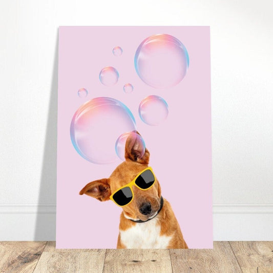 Dog in Glasses, Doggy Print, Puppy Wall Art, Pet Art, Spectacles, Quirky Decor, Pink Poster, Kids Room, Pet Portrait, Puppy Dog Poster,