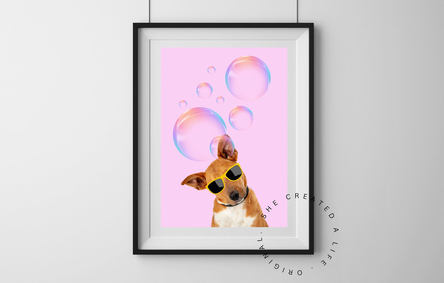 Dog in Glasses, Download, Doggy Print, Puppy Wall Art, Pet Art, Spectacles, Quirky Decor, Pink, Kids Room, Pet Portrait, Puppy Dog Poster,