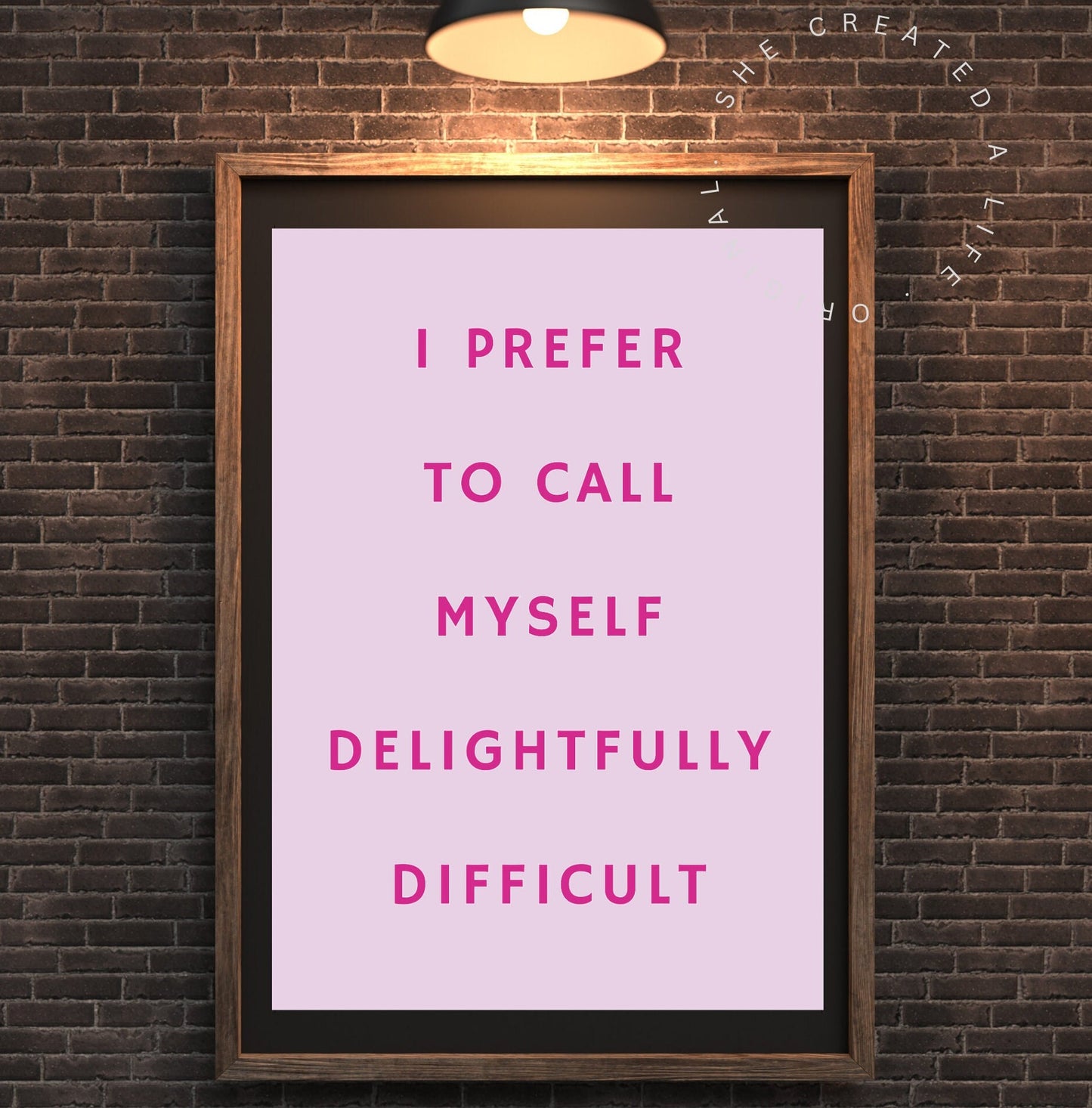 I Prefer To Call Myself Delightfully Difficult, Download, Art Print Poster, Pink Typography Wall Art, Eclectic Funky Sassy Quirky Home Decor