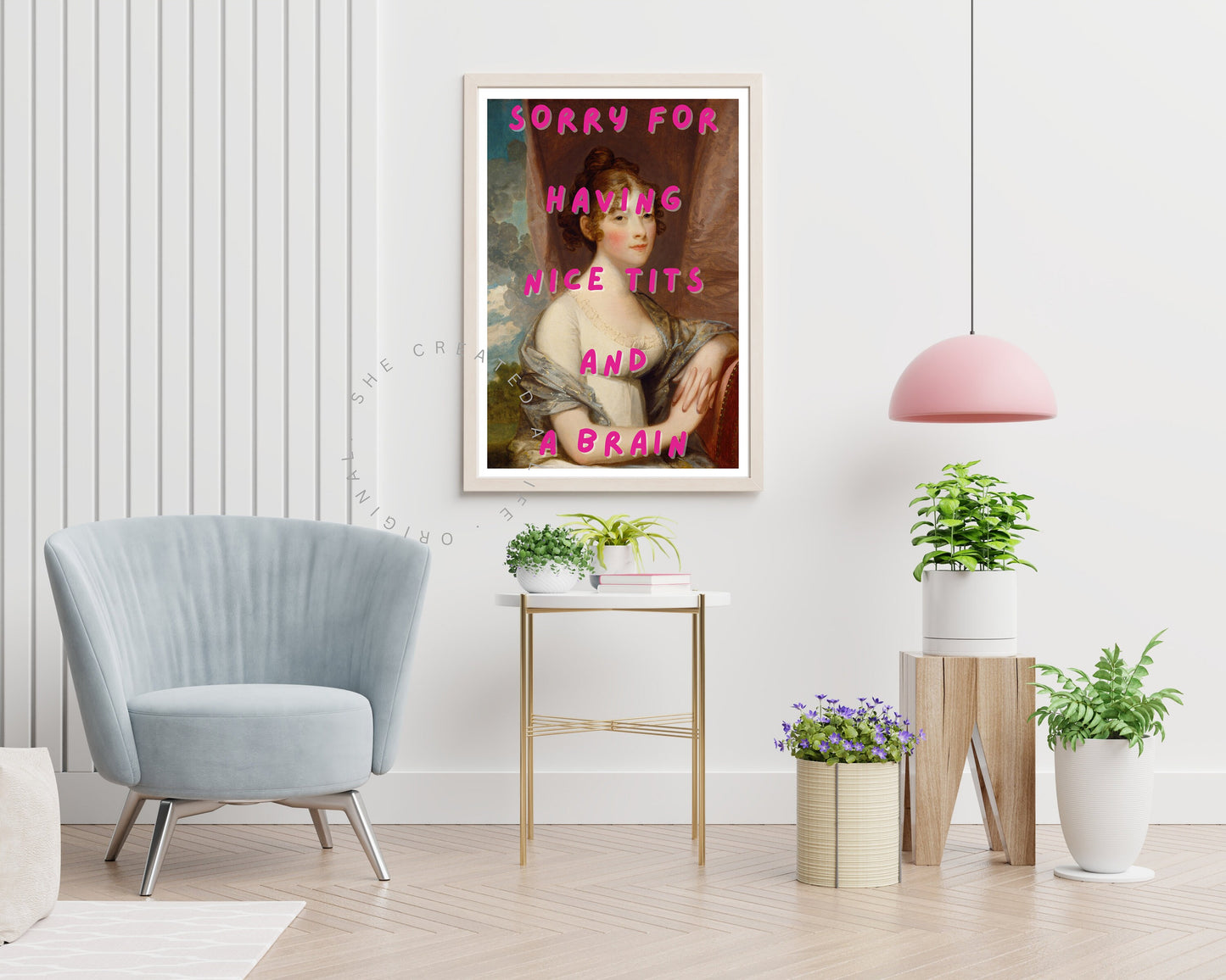 Sorry For having Nice Tits, Feminist Poster, Altered Art Print, Girl Power, Quirky Wall Art, Humorous, Witty, Portrait, Girly Home Decor