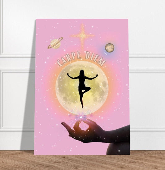 Carpe Diem, Seize The Day, Pink Girly Art, Female Art Print, Yoga Poster, Quirky Home Decor, Girls Room, Dorm, Spiritual Wall Art, Manifest