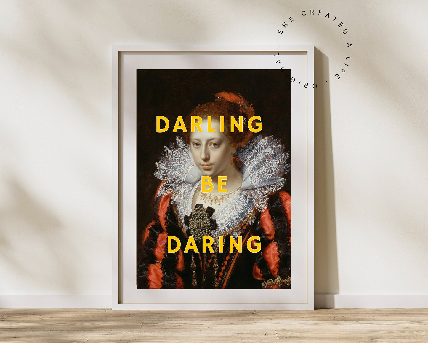 Darling Be Daring, Altered Art Print Portrait, Quirky Home Decor, Feminism Poster, Girl Power Wall Art, Feminist Empowerment, Statement Art