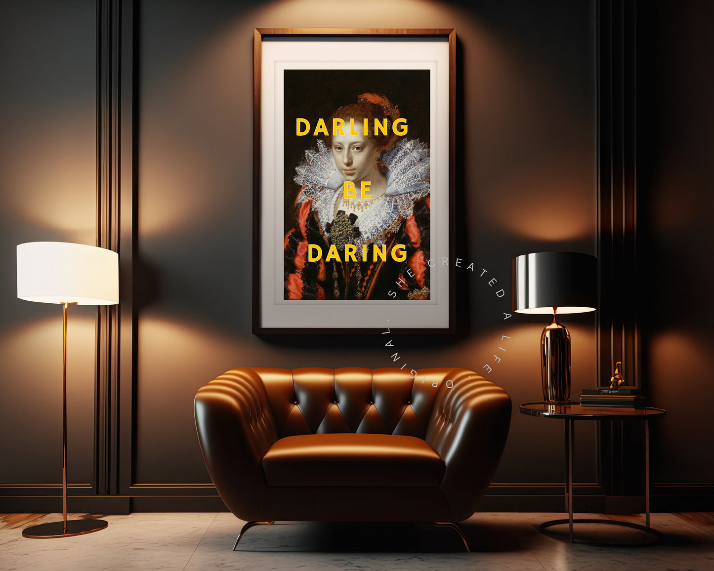 Darling Be Daring, Altered Art Print Portrait, Quirky Home Decor, Feminism Poster, Girl Power Wall Art, Feminist Empowerment, Statement Art