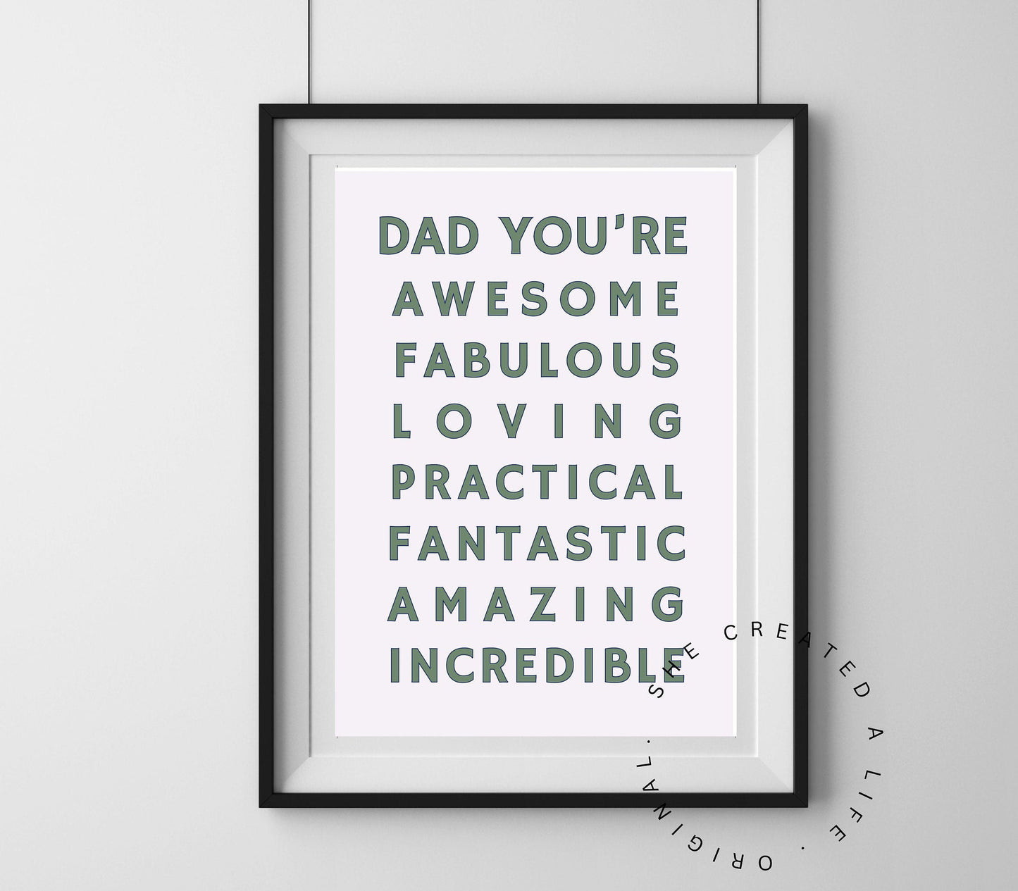 Dad You're Awesome, Digital Download Art Print Poster, Fathers Day, Dads Birthday, Cool Dad Gift Idea, Typography Wall Art, Family Portrait