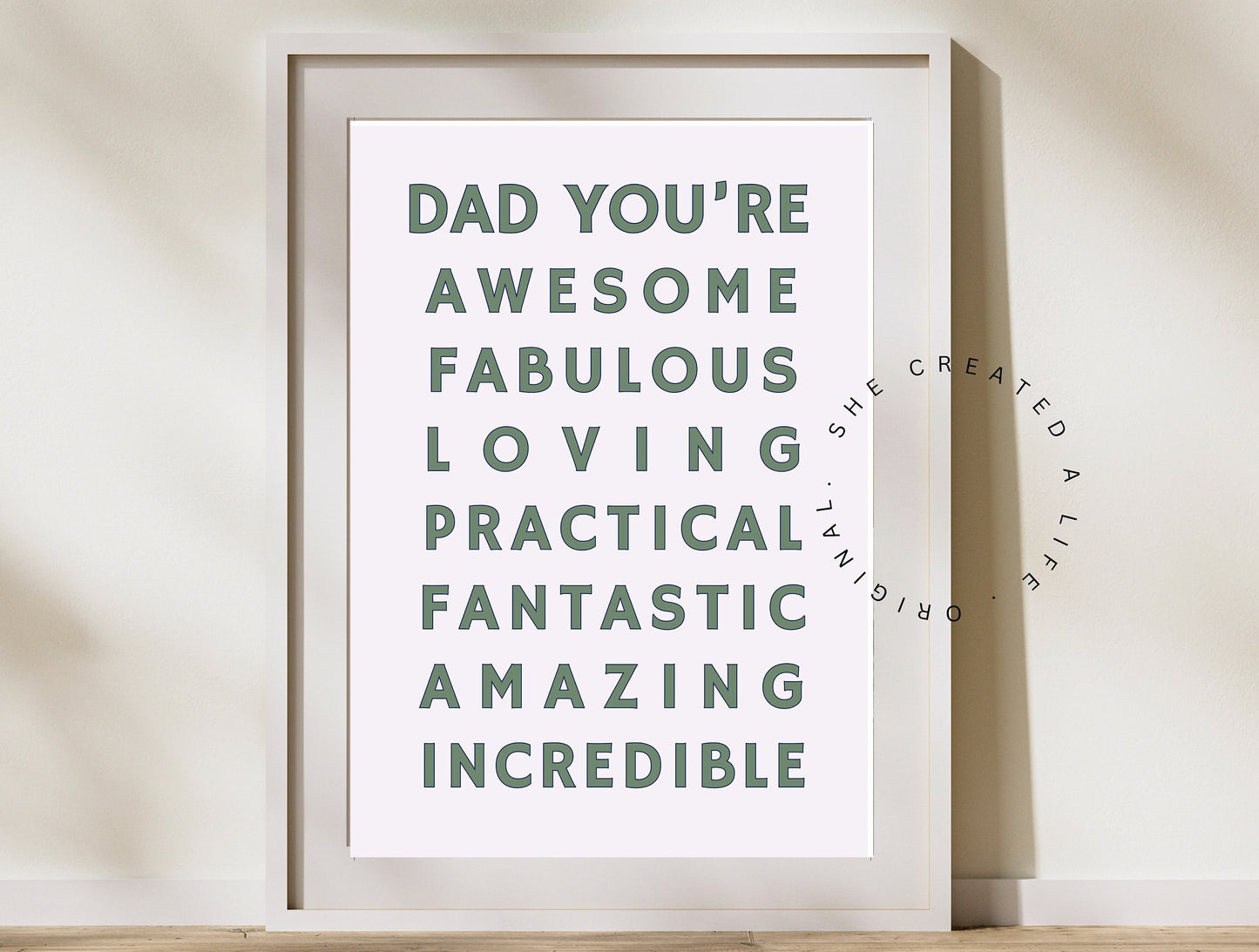 Dad You're Awesome Art Print Poster, Fathers Day, Dads Birthday, Great Dad Gift Idea, Typography Wall Art, Family Portrait Quirky Home Decor